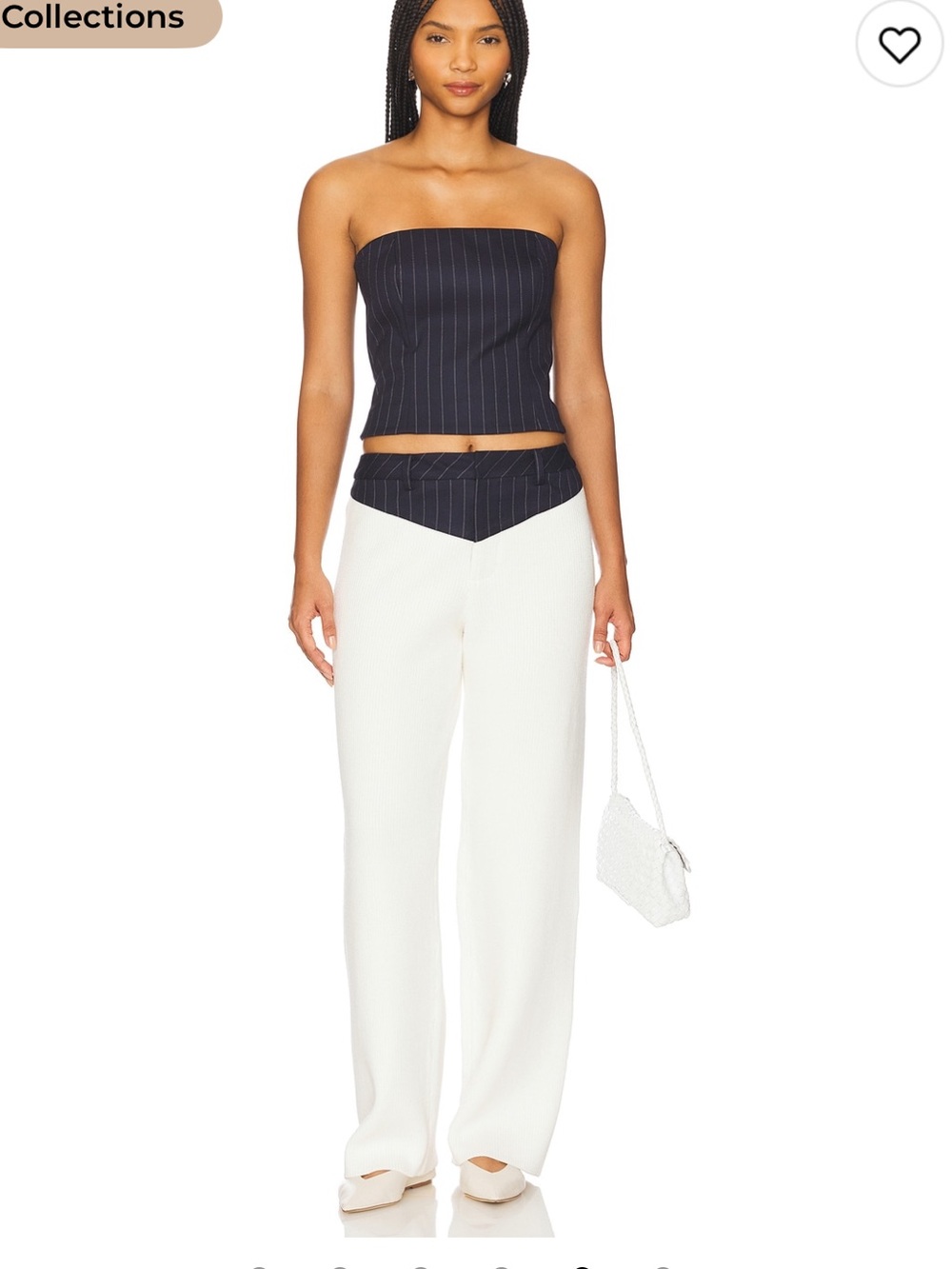 Seroya Shaina pants in white and navy pinstripe